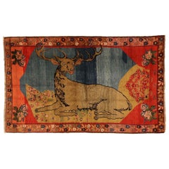 Persian Karabagh Small Rug - Wool Blue Red Yellow Design - 76042