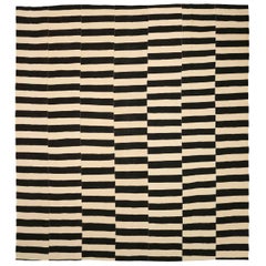 Afghanistan Kilim Square Area Rugs - Wool Brown Ivory Design - 88628