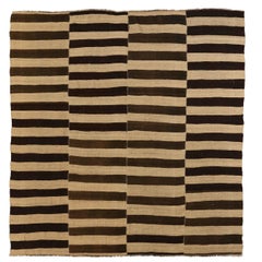 Persian Kilim Square Area Rugs - Wool Brown Ivory Design - 76050