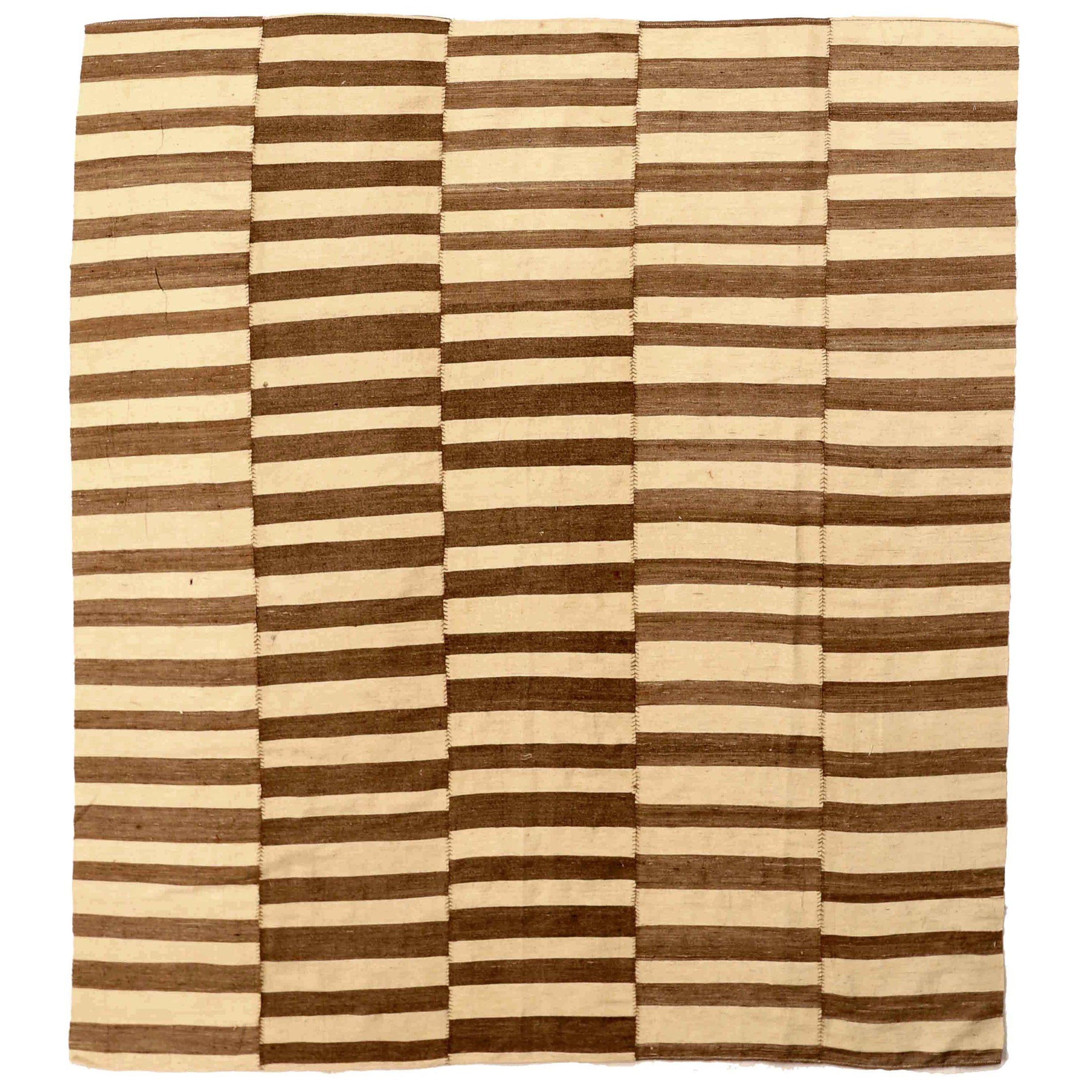 Persische Kilim Quadratische Teppiche - Wolle Braun Elfenbein Design - 76051