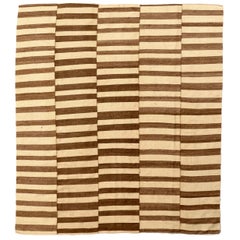 Persian Kilim Square Area Rugs - Wool Brown Ivory Design - 76051