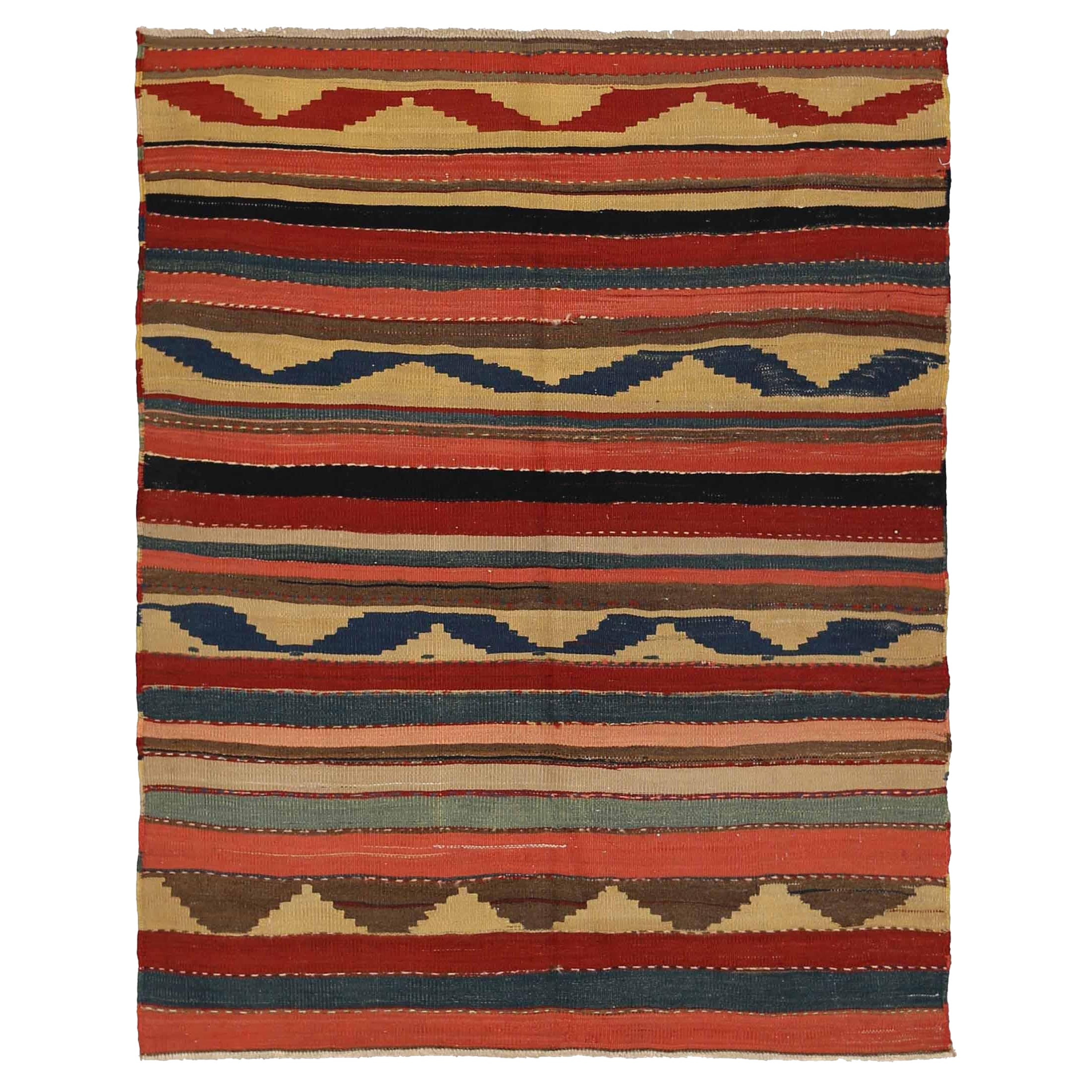 Persischer Kilim Small Rug - Wolle Braun Rot Gelb Design - 88630