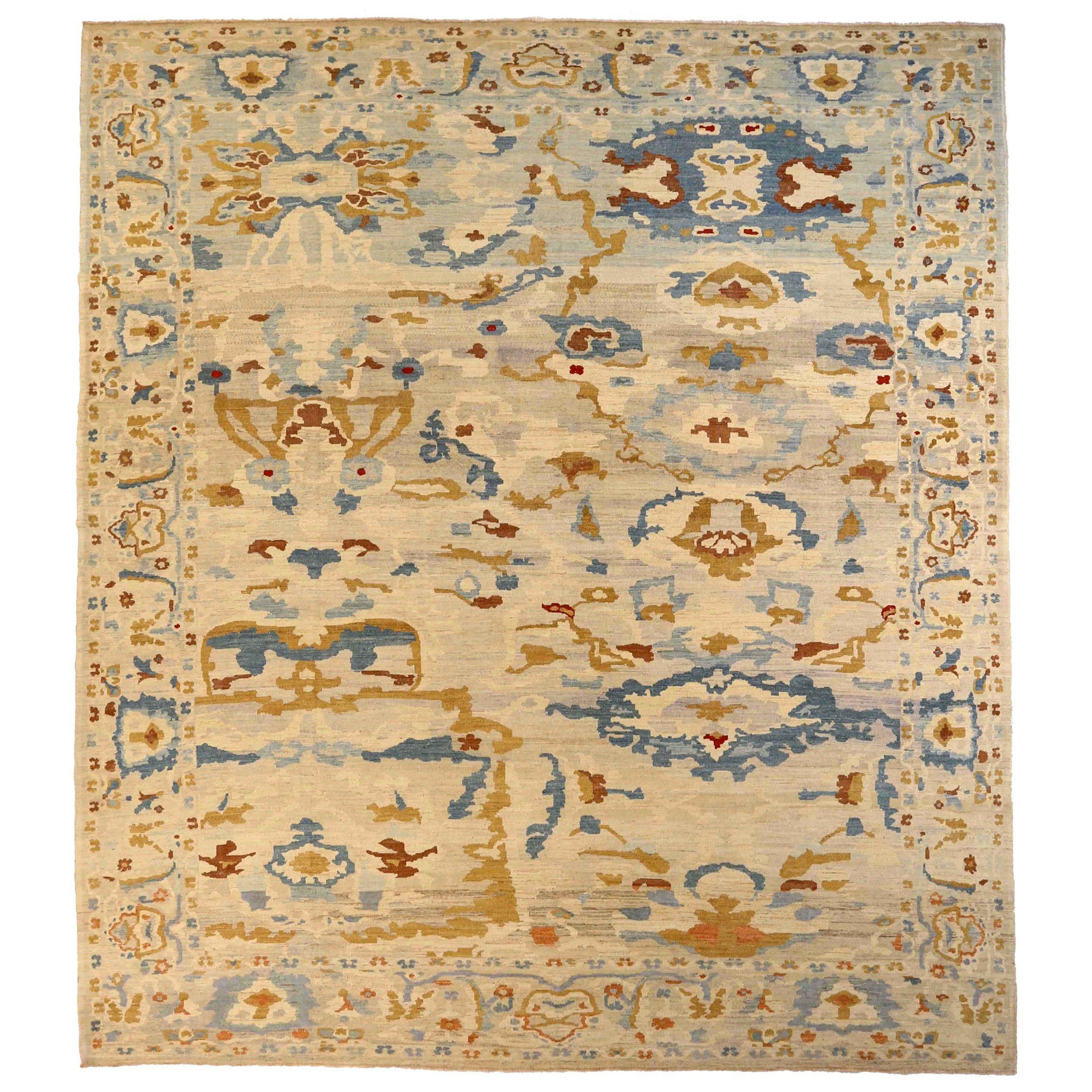 Tappeti persiani quadrati Sultanabad Rugs - Lana Blu Avorio Giallo - 76052