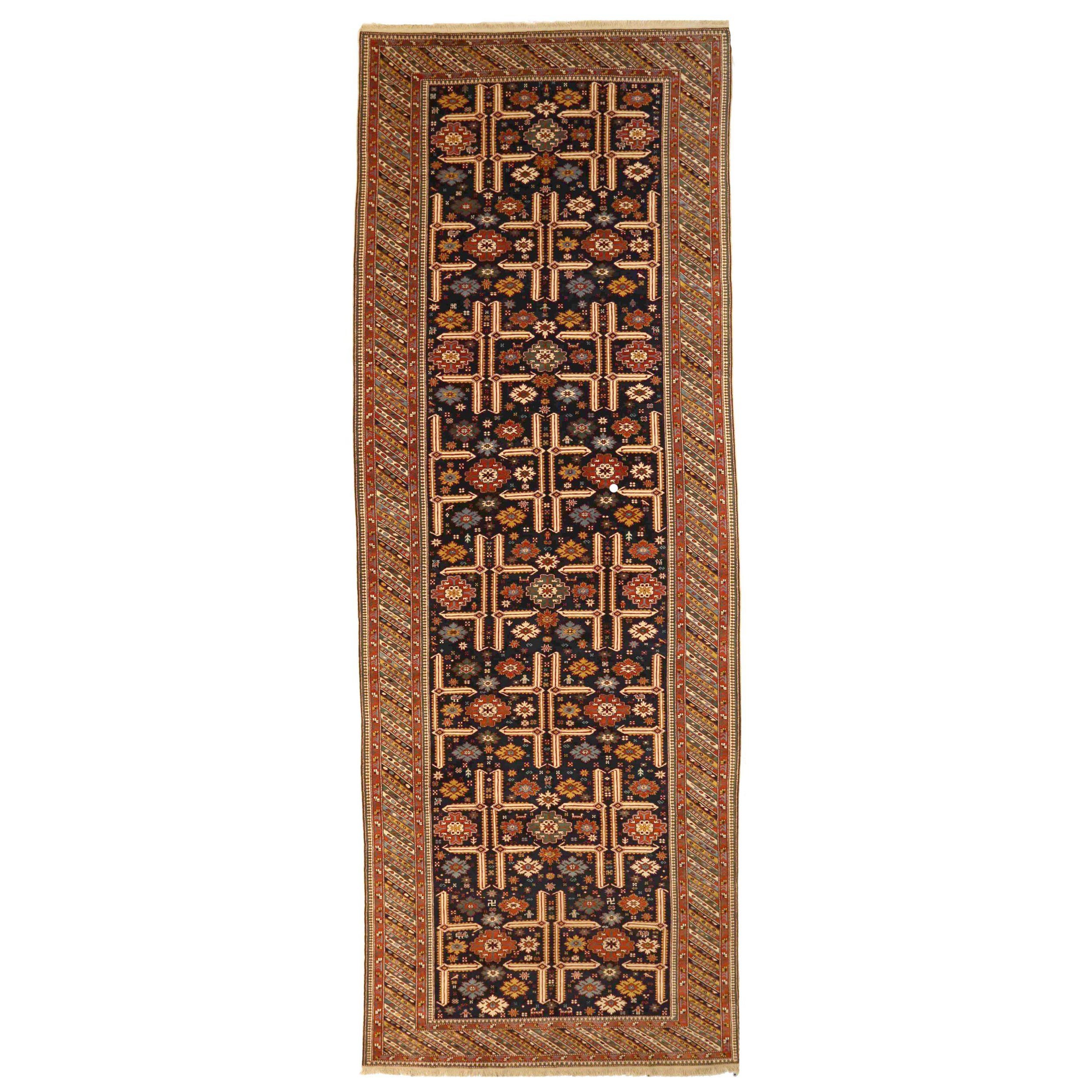 Russian Russian Area Rugs - Wool Ivory Navy Blue Red Design - 76054