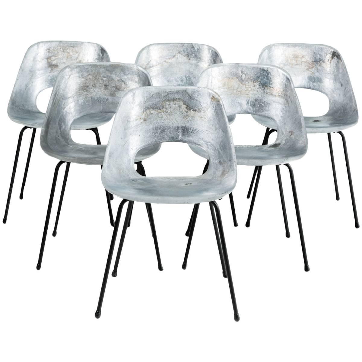 "Tonneau" Cast Aluminum Chairs by Pierre Guariche