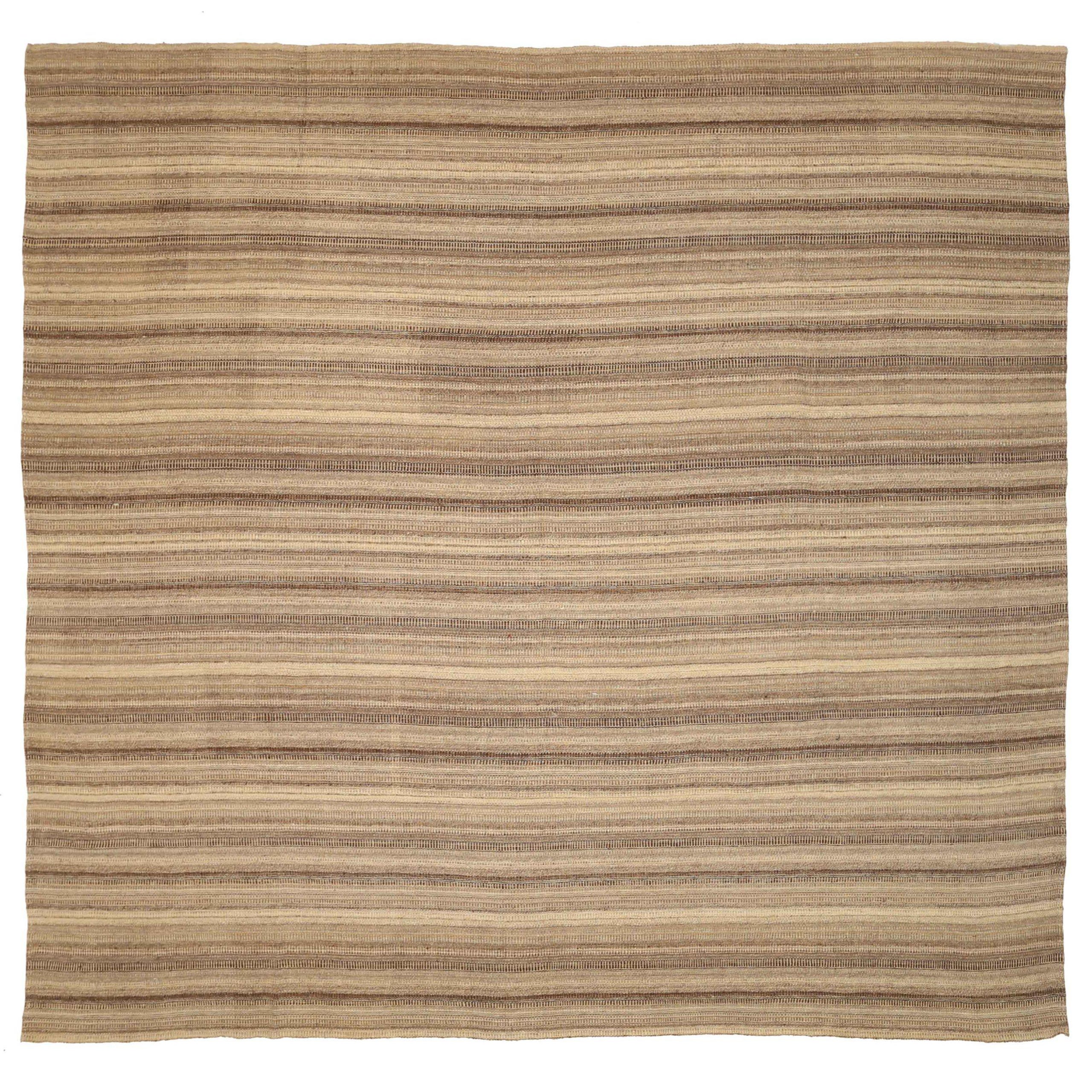 Tappeti persiani Kilim quadrati - Disegno in lana marrone avorio - 88688