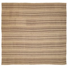 Persian Kilim Square Area Rugs - Wool Brown Ivory Design - 88688