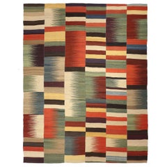 Afghanistan Kilim Area Rugs - Wool Green Ivory Red Design - 88714