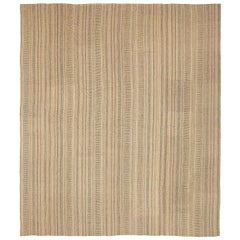 Vintage Afghanistan Kilim Area Rug (Round) - Wool Brown Ivory Design - 88674