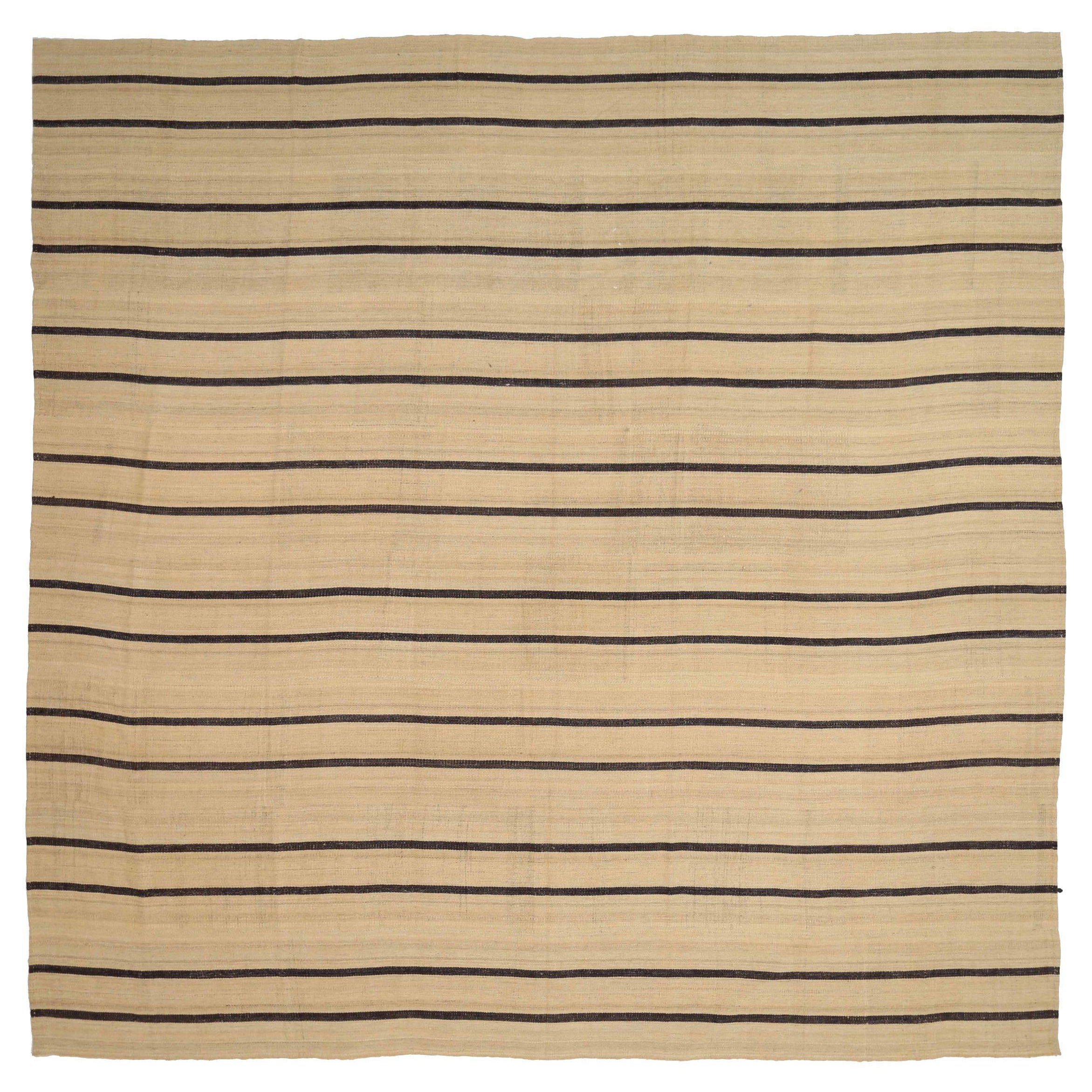 Persische Kilim Quadratische Teppiche - Wolle Braun Elfenbein Design - 88677