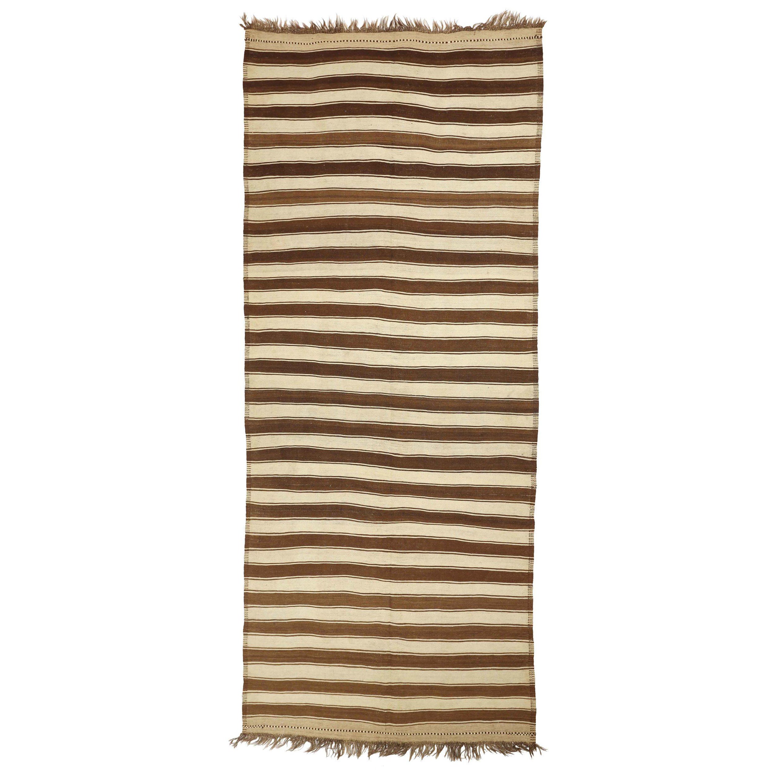 Persische Kilim Teppiche - Wolle Braun Elfenbein Design - 88782