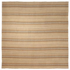 Persian Kilim Square Area Rugs - Wool Brown Ivory Design - 88682