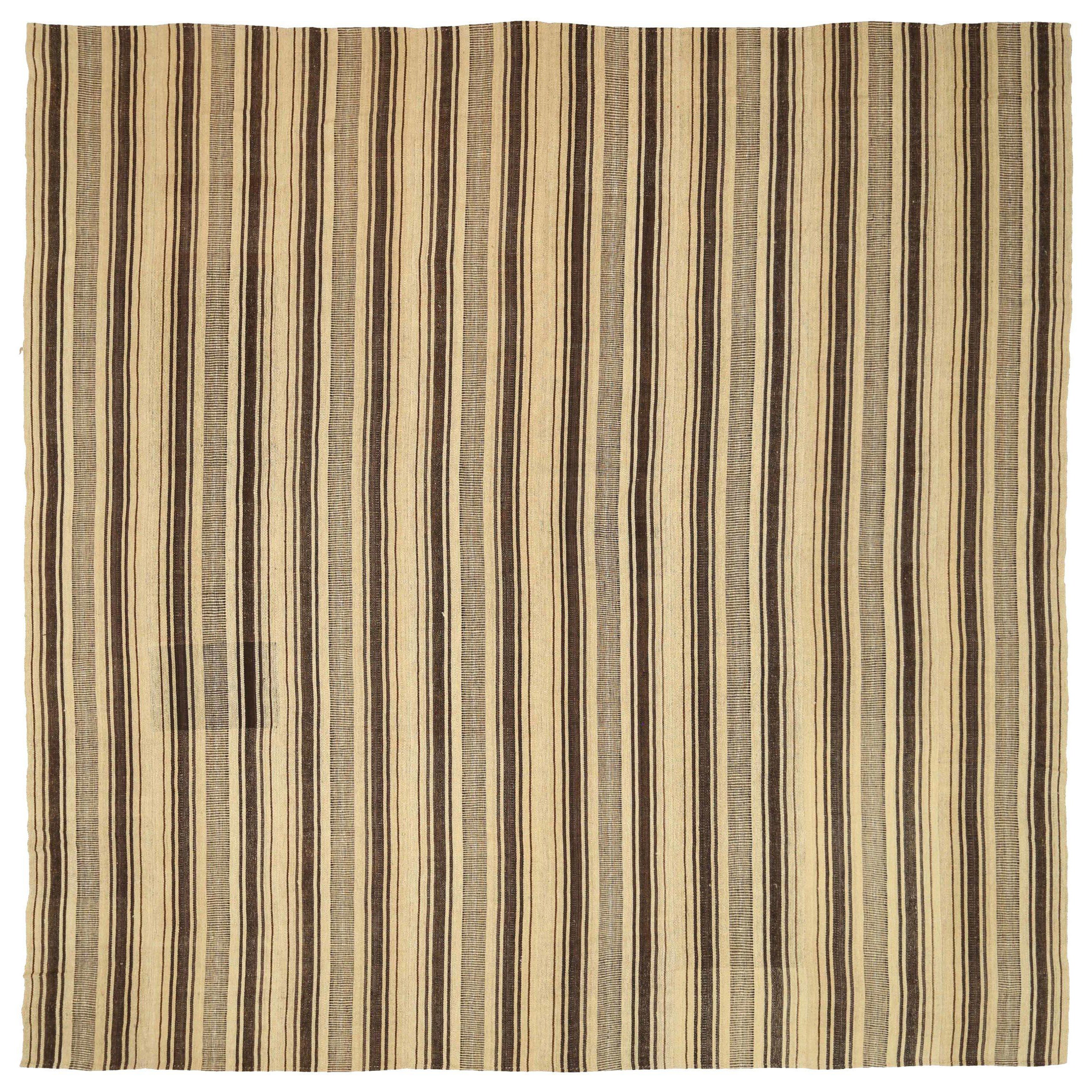 Persische Kilim Quadratische Teppiche - Wolle Braun Elfenbein Design - 88683