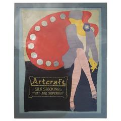 Art Deco Wall Framed Advertising Panel for Artcraft Silk Stockings