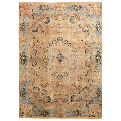 Persische Mashad Teppiche - Wolle Blau Braun Gelb Design - 88793