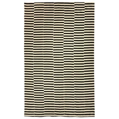 Alfombra Kilim Afganistán - Lana Diseño Negro Marfil - 88749