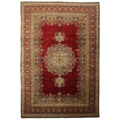 Persian Tabriz Over Size Rug - Wool Ivory Red Design - 88846