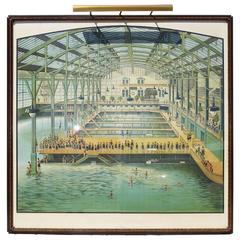 Antique 1896 Sutro Baths San Francisco 12 Sheet Framed Lithograph