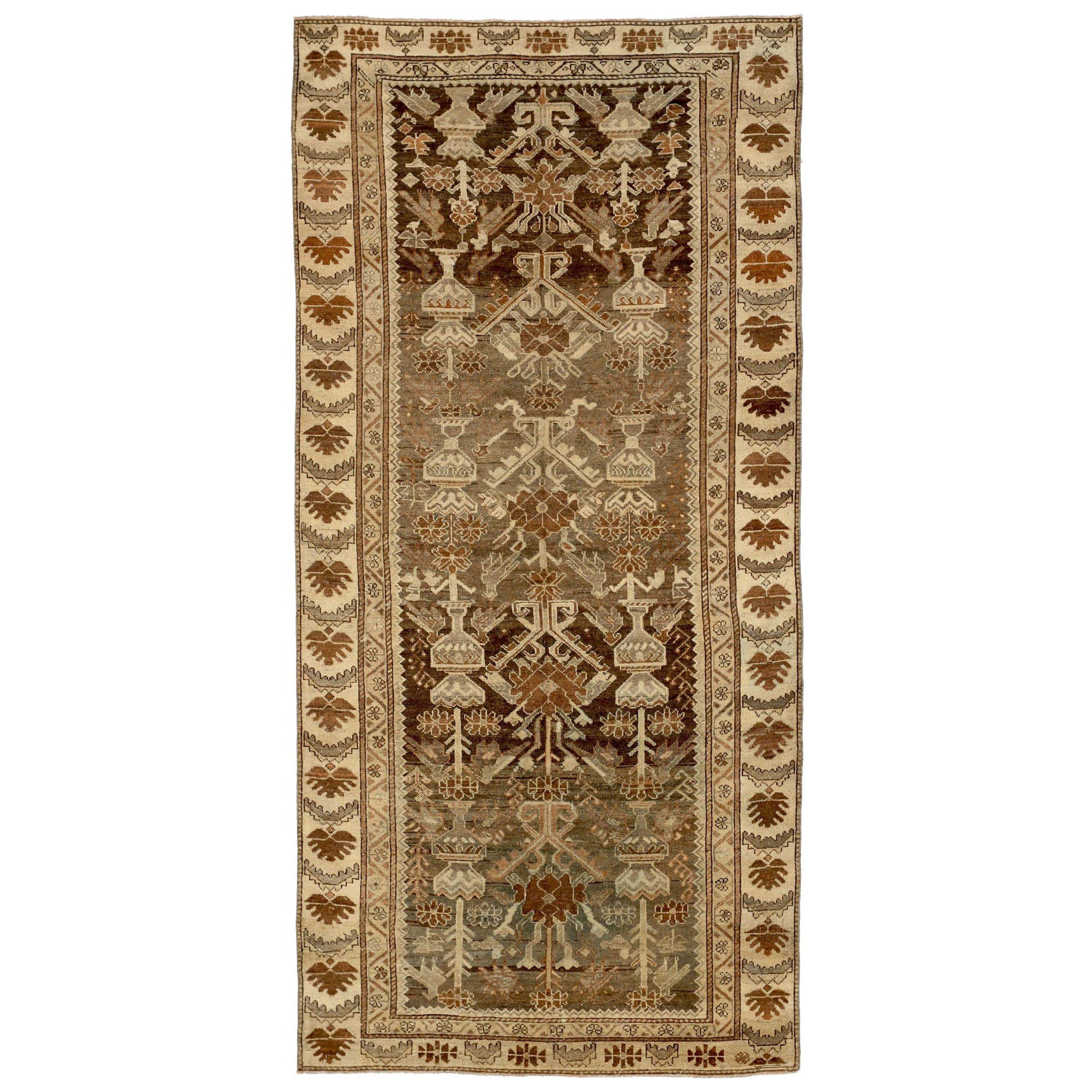 Persian Malayer Small Rug - Wool Brown Ivory Design - 88776