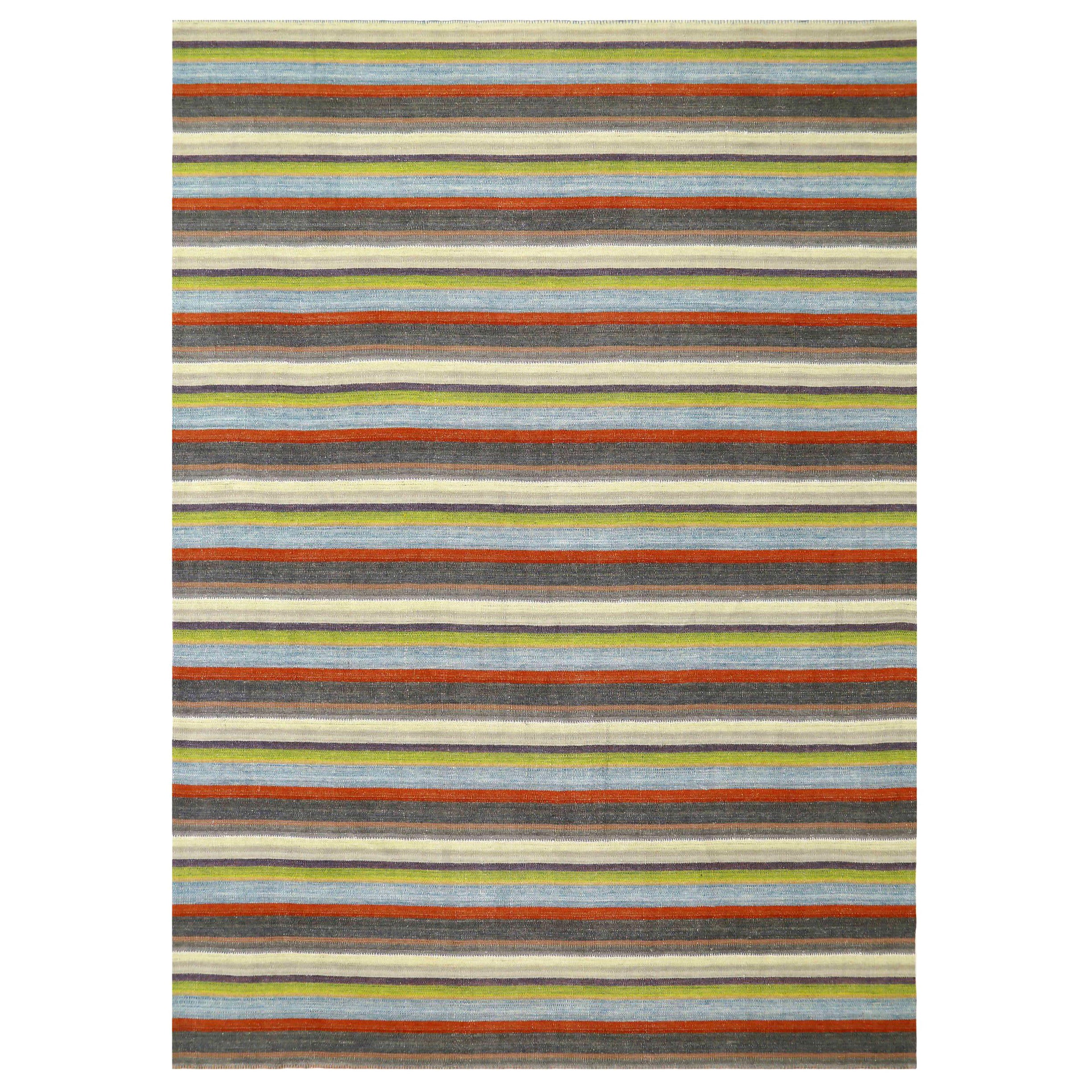 Alfombras Persas Kilim - Lana Marrón Verde Diseño Rojo - 88958