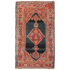 Persian Azerbaijan Small Rug - Wool Blue Gray Red Design - 88795