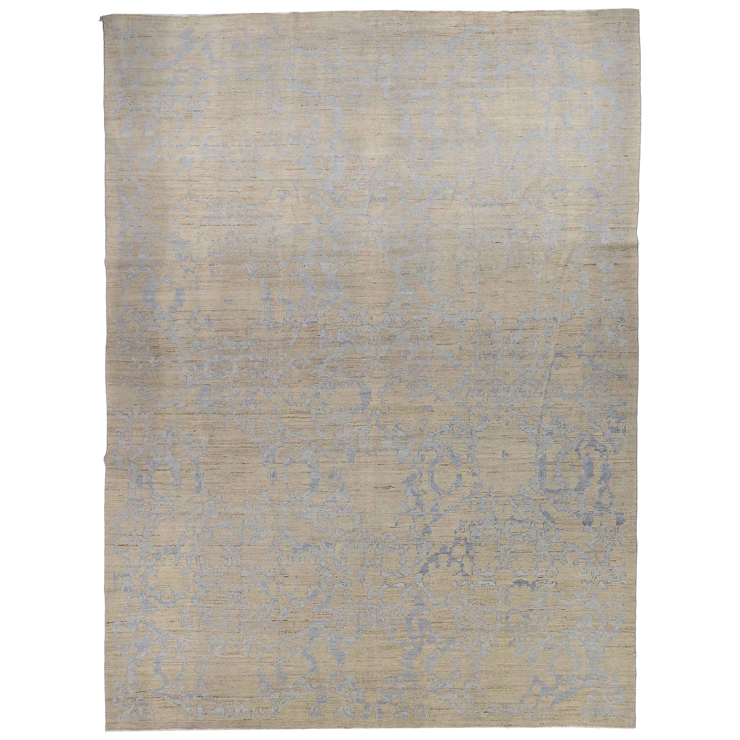 Persische Oushak-Teppiche - Wolle Blau Elfenbein Design - 88966