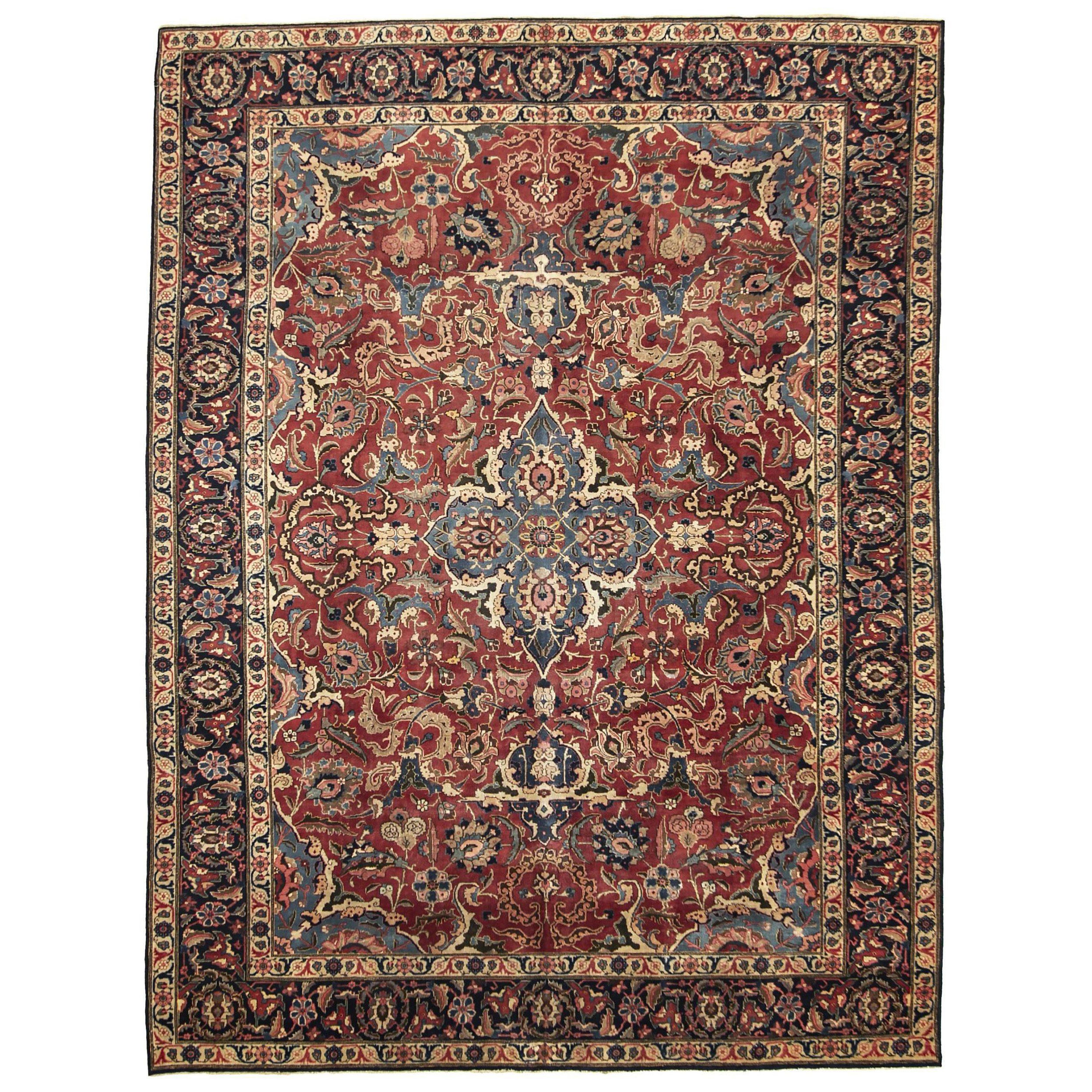 Persische Täbris-Teppiche - Wolle Schwarz Blau Rot Design - 88805