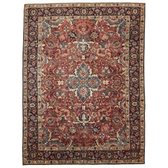 Tapis persan Tabriz - Laine Noir Bleu Rouge Design - 88805