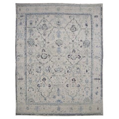 Tappeto persiano Oushak di dimensioni maggiori - Disegno in lana blu marrone avorio - 88949