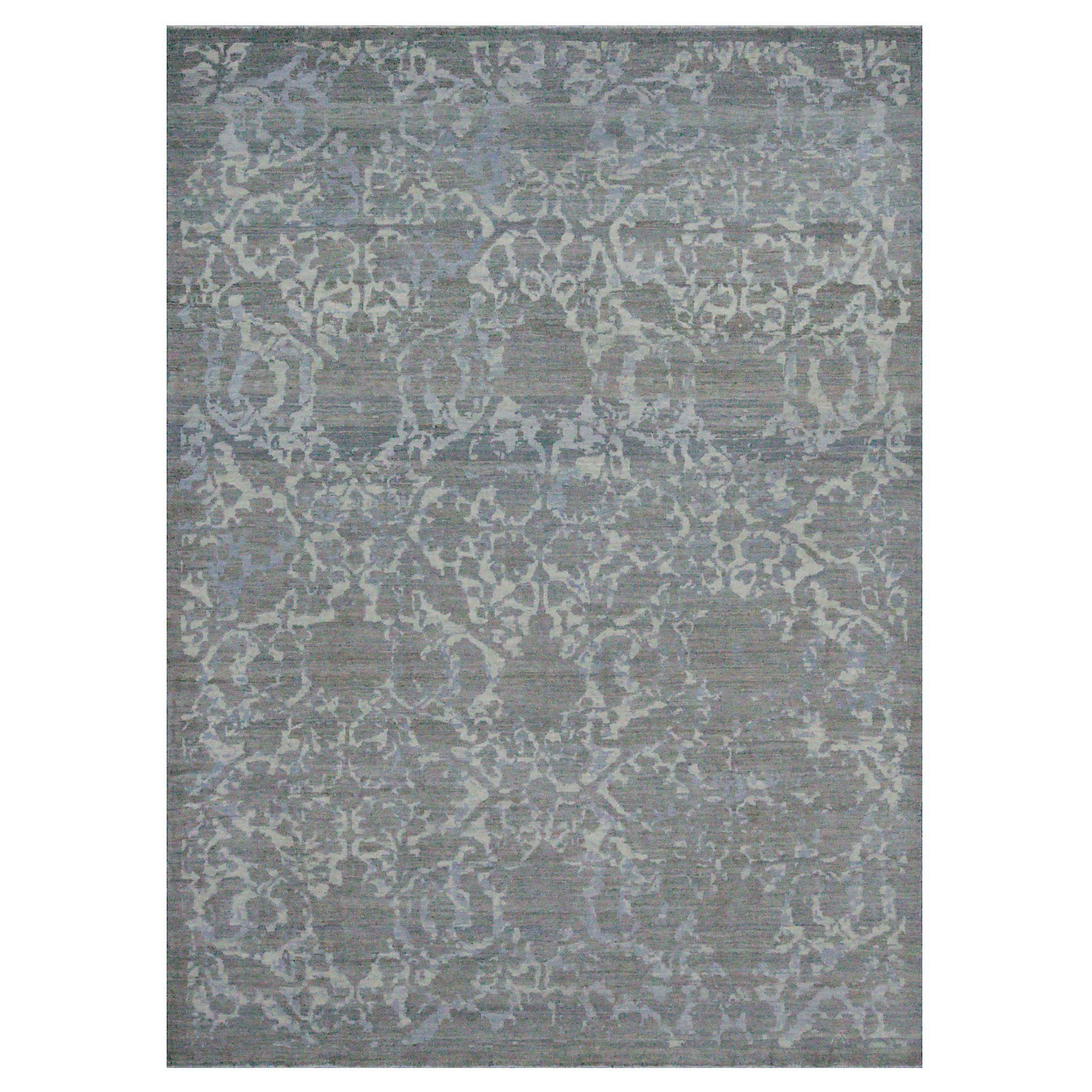 Persian Oushak Area Rugs - Wool Blue Brown Ivory Design - 88977