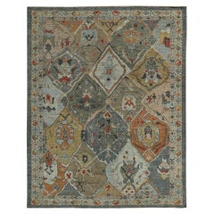 Persian Sultanabad Small Rug - Wool Blue Green Orange Yellow - 89086