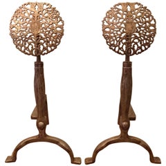 Pair of Arts & Crafts Andirons in the Style of Ernest Gimson