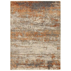 Alfombra India Small - Lana Marfil Naranja Rojo Design - 92634