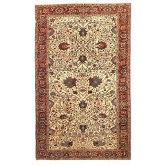 Afghanistan Serapi Area Rugs - Wool Blue Ivory Red Design - 92631