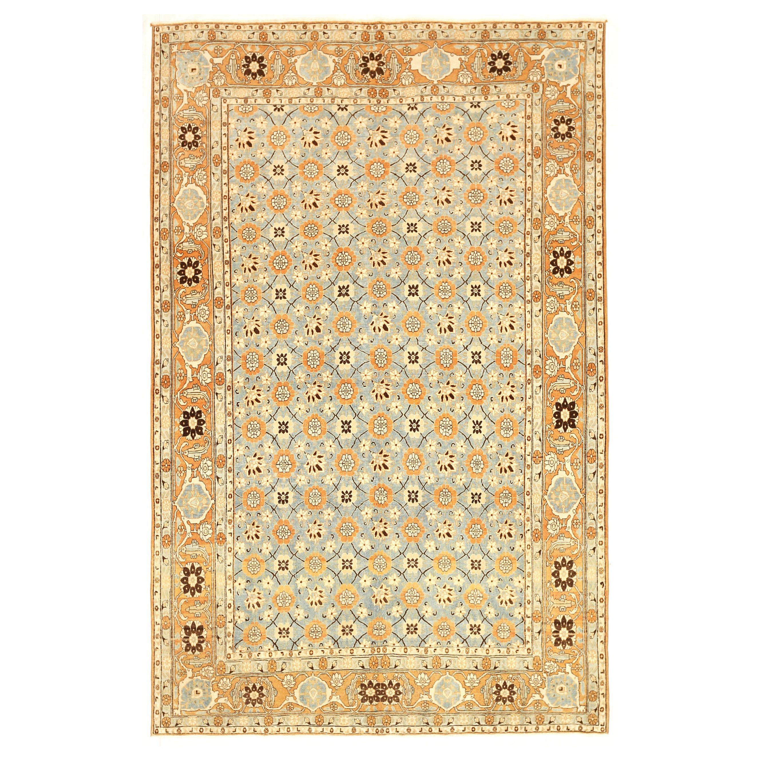 Tappeti persiani Tabriz - Lana Avorio Azzurro Arancione - 92698 in vendita