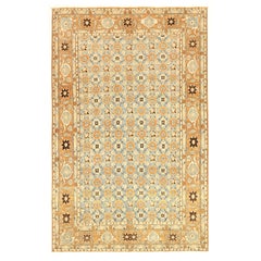 Tapis de Tabriz en laine ivoire bleu clair orange - 92698