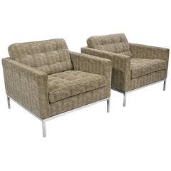 Florence Knoll Tuxedo Lounge Chair, Pair