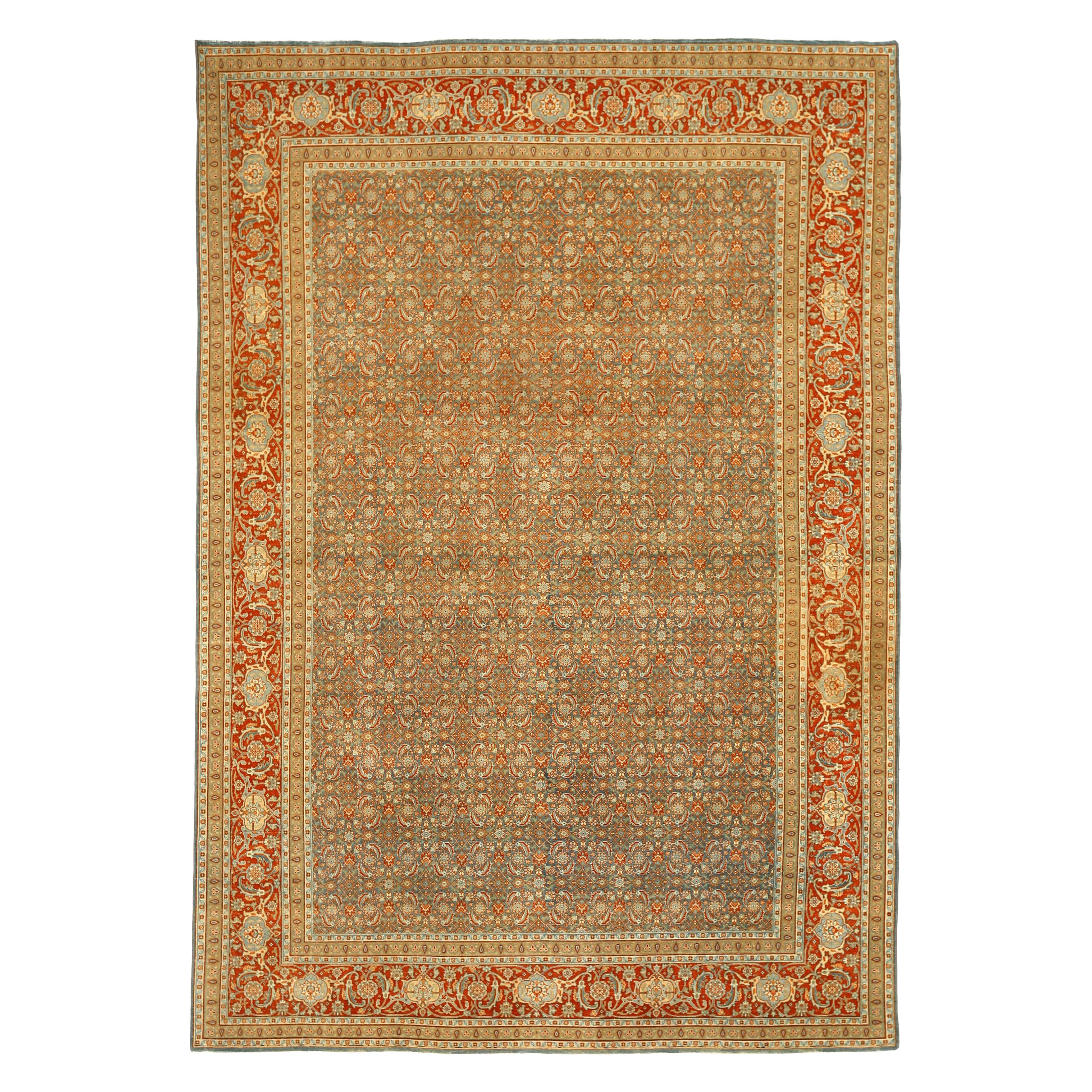 Tappeti persiani Tabriz - Lana blu avorio rosso - 92703