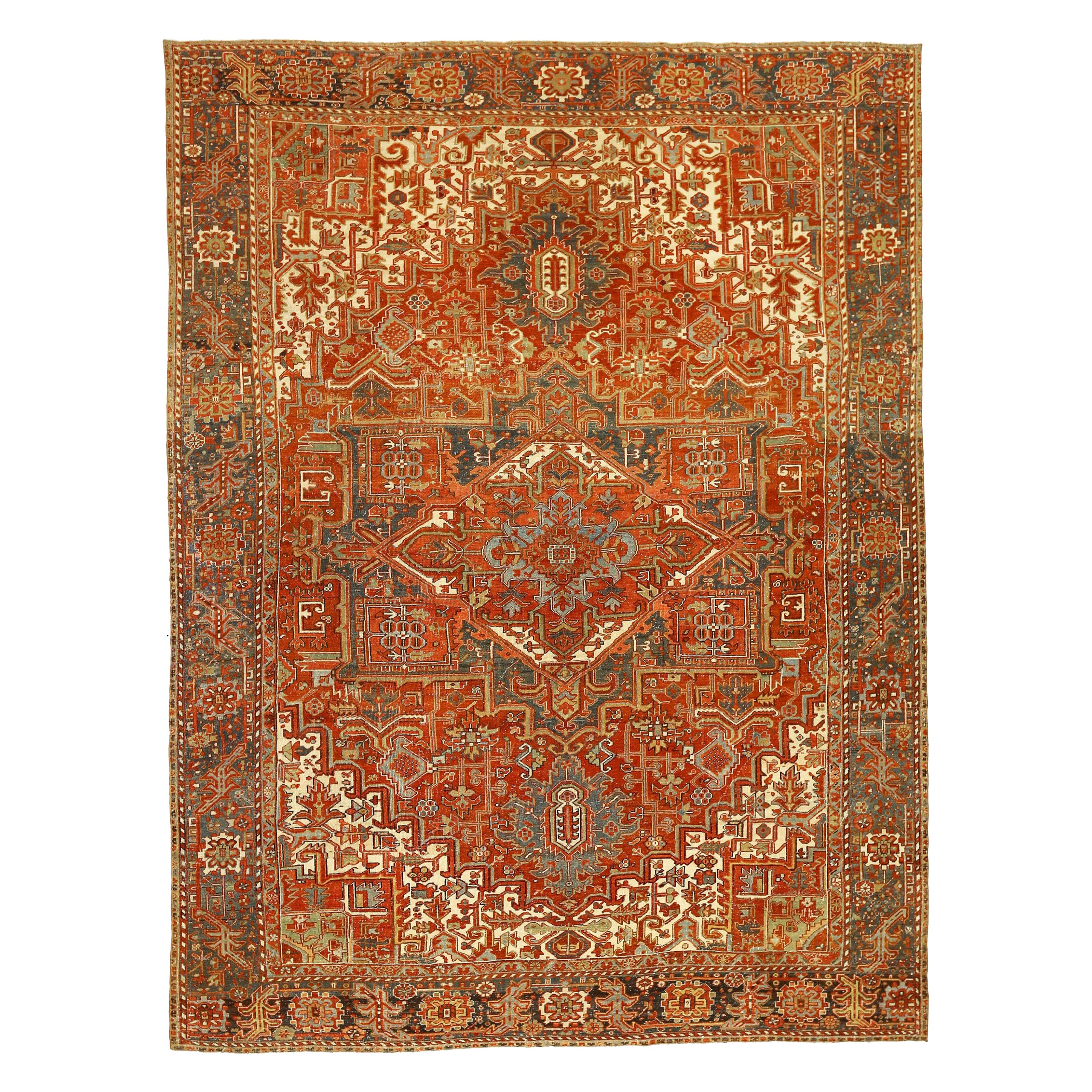 Persische Heriz-Teppiche - Wolle Grau Elfenbein Rot Design - 92707