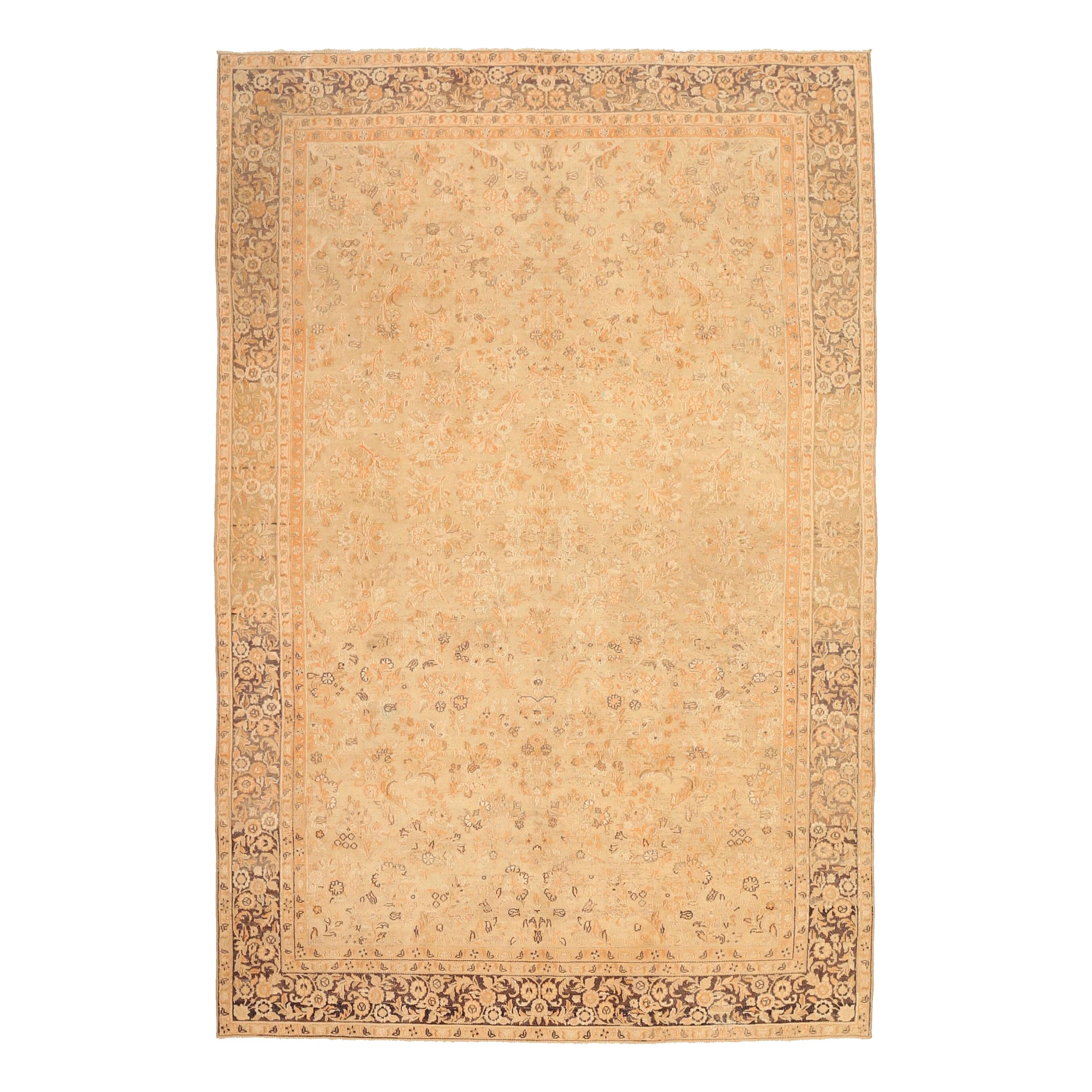 Tappeto persiano Tabriz Small - Lana Marrone Avorio Arancione - 92680