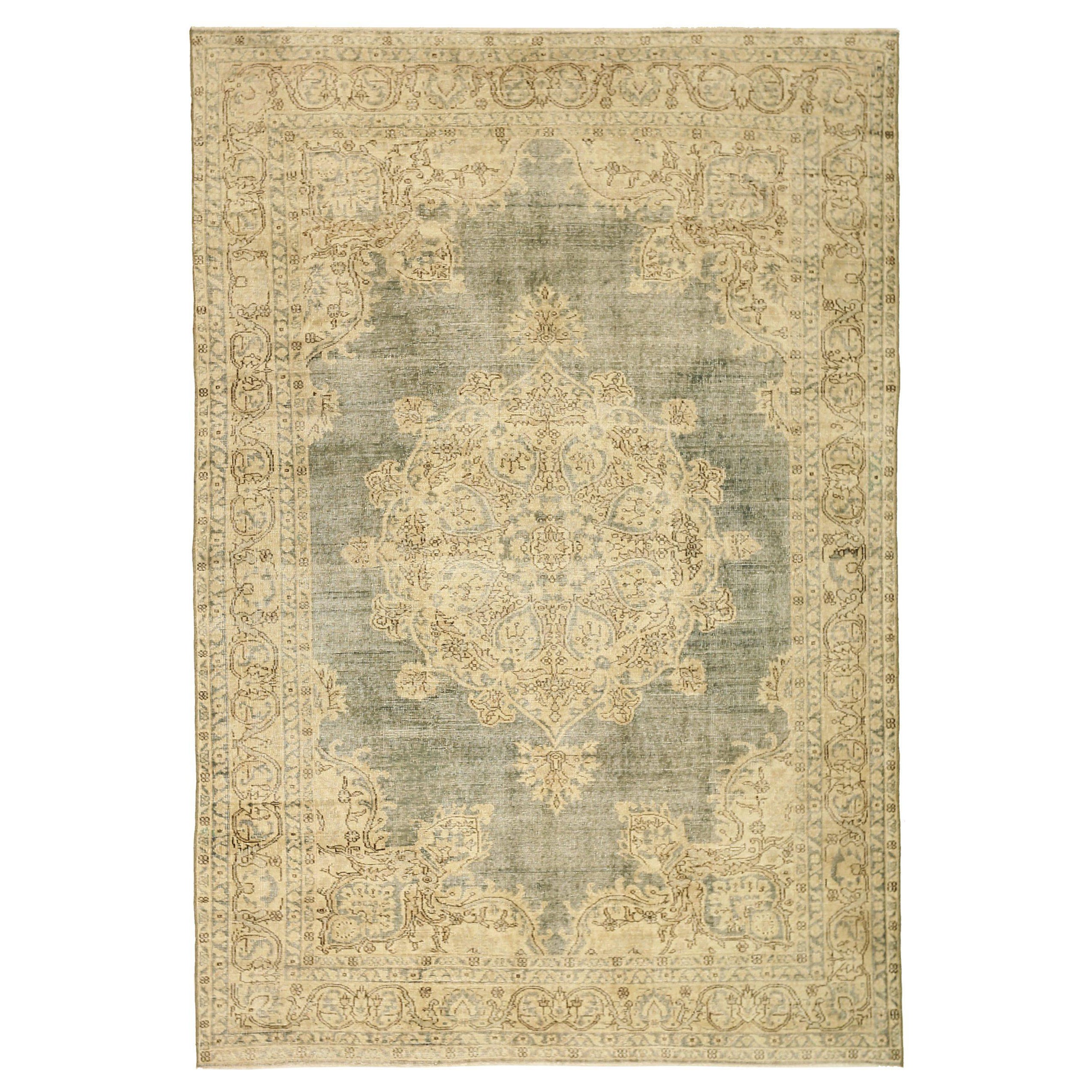 Türkei Kayseri Bereich Teppiche - Wolle Grün Elfenbein Design - 92746 im Angebot