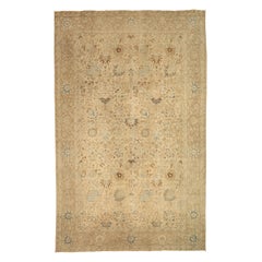 Tapis de Tabriz en laine bleu ivoire taupe motif persan - 92687