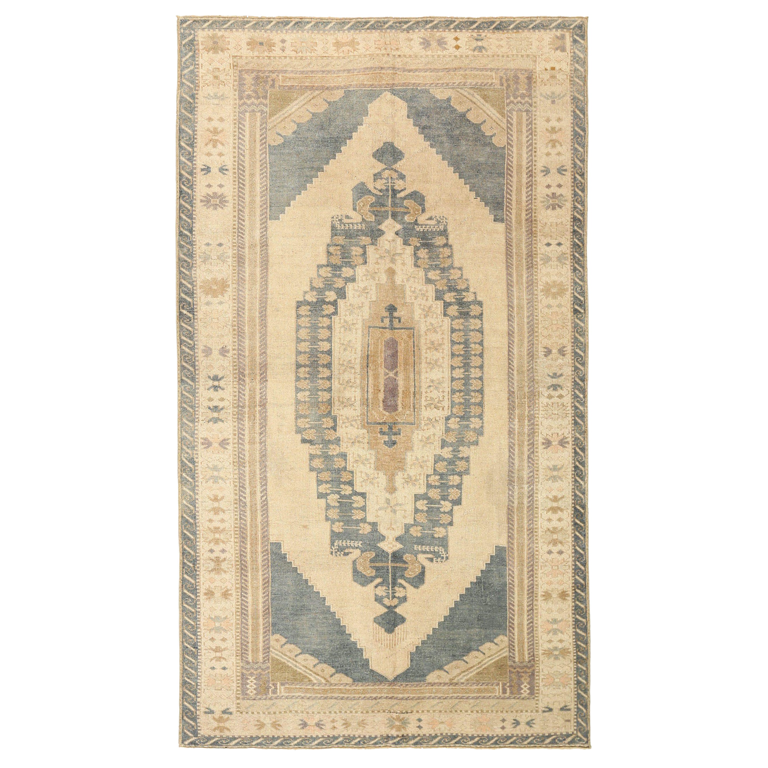 Türkischer Anatoly Kleiner Teppich - Wolle Grau Elfenbein Design - 92751