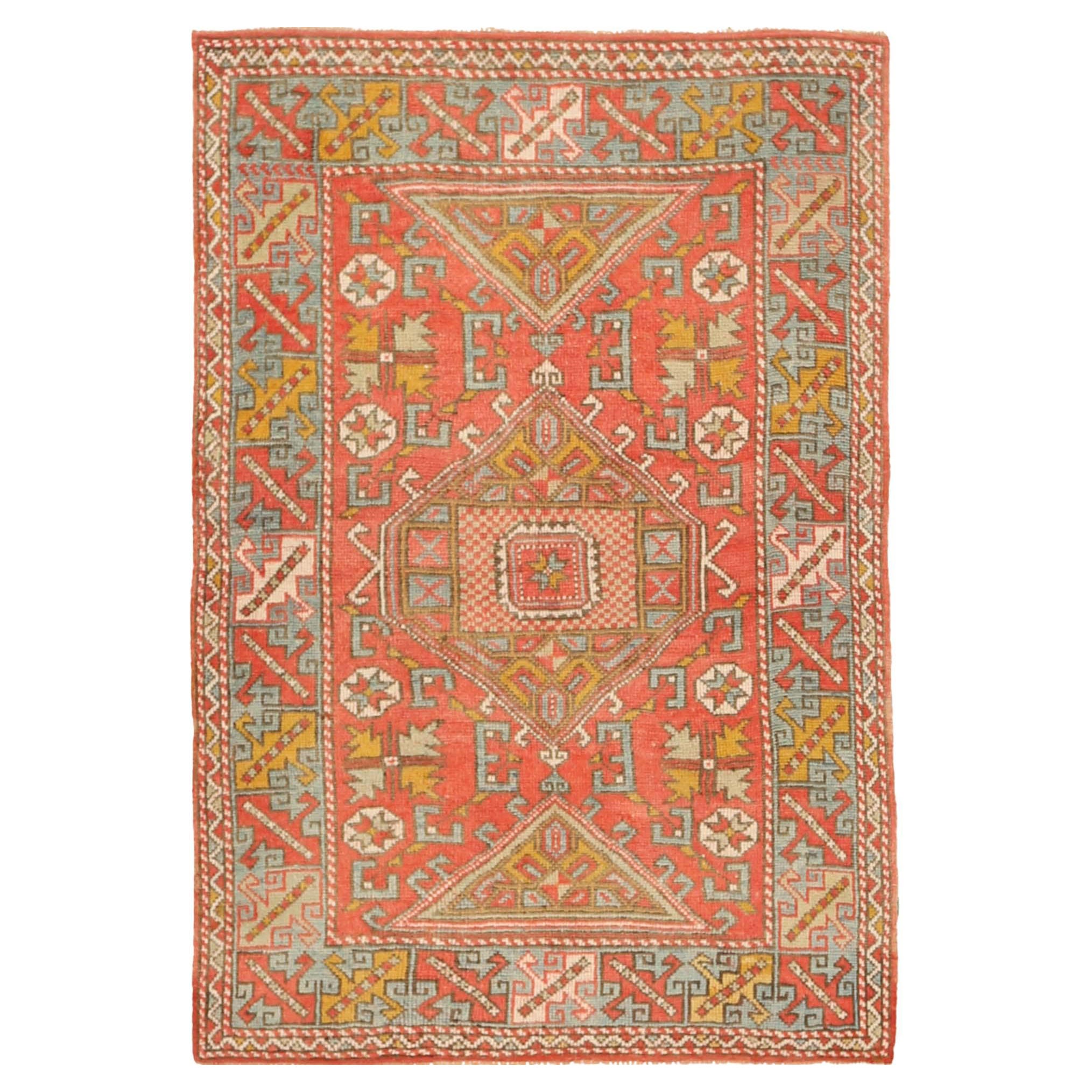 Türkei Anatoly Small Rug - Wolle Blau Elfenbein Rot Gelb Design - 92769