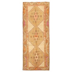 Petit tapis Turquie Kars - Laine ivoire orange rose taupe motif - 92723