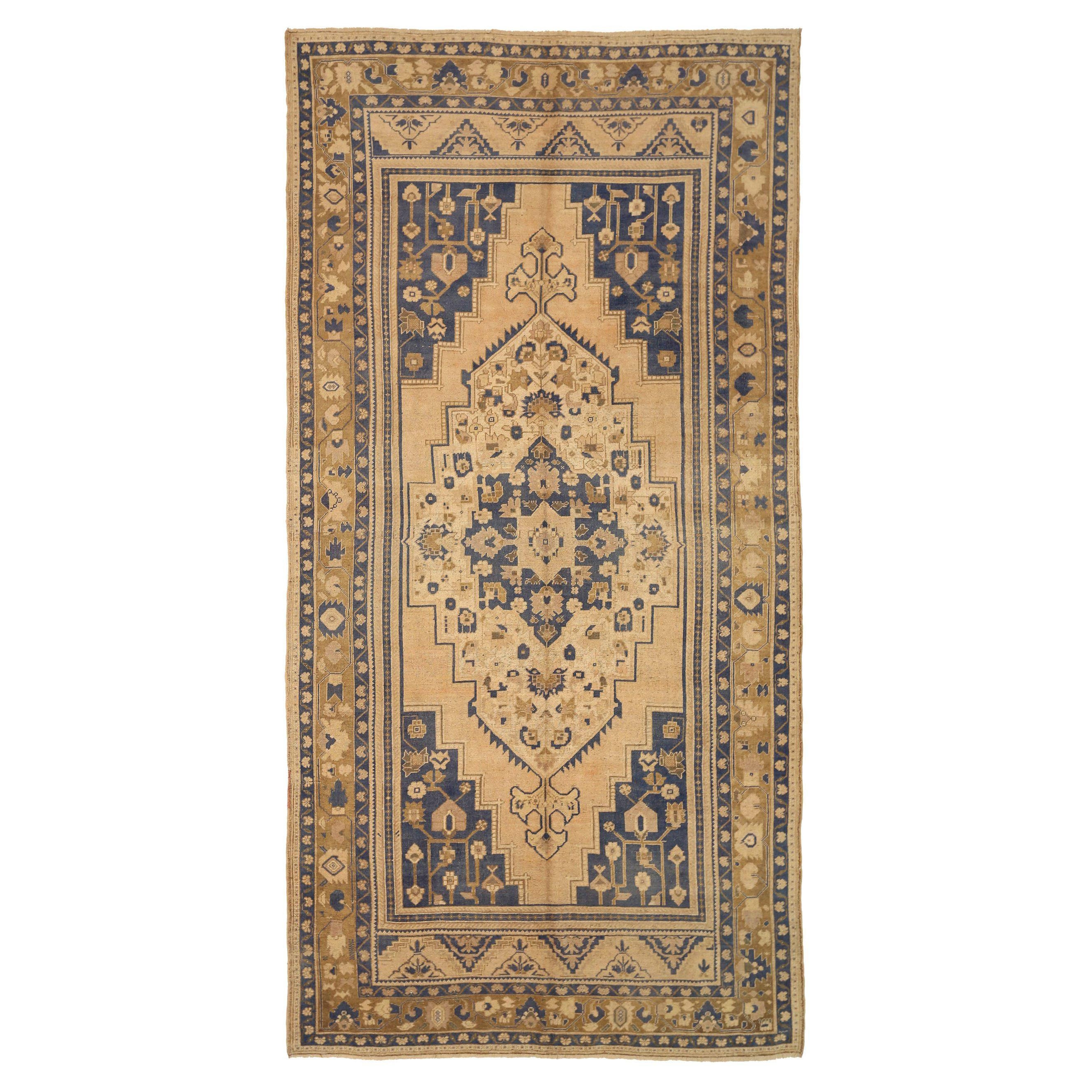 Türkische Anatoly-Teppiche - Wolle Elfenbein Marineblau Design - 92776