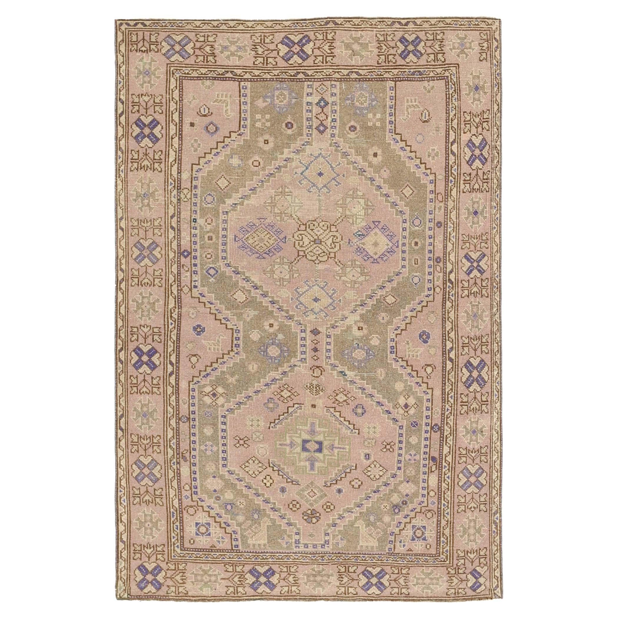 Turkey Anatoly Kleiner Teppich - Wolle Rosa Lila Taupe Design - 92754