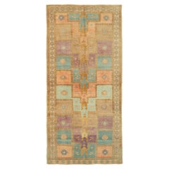 Turquía Kars Alfombras - Lana Marrón Rosa Purpel Diseño Topo - 92757