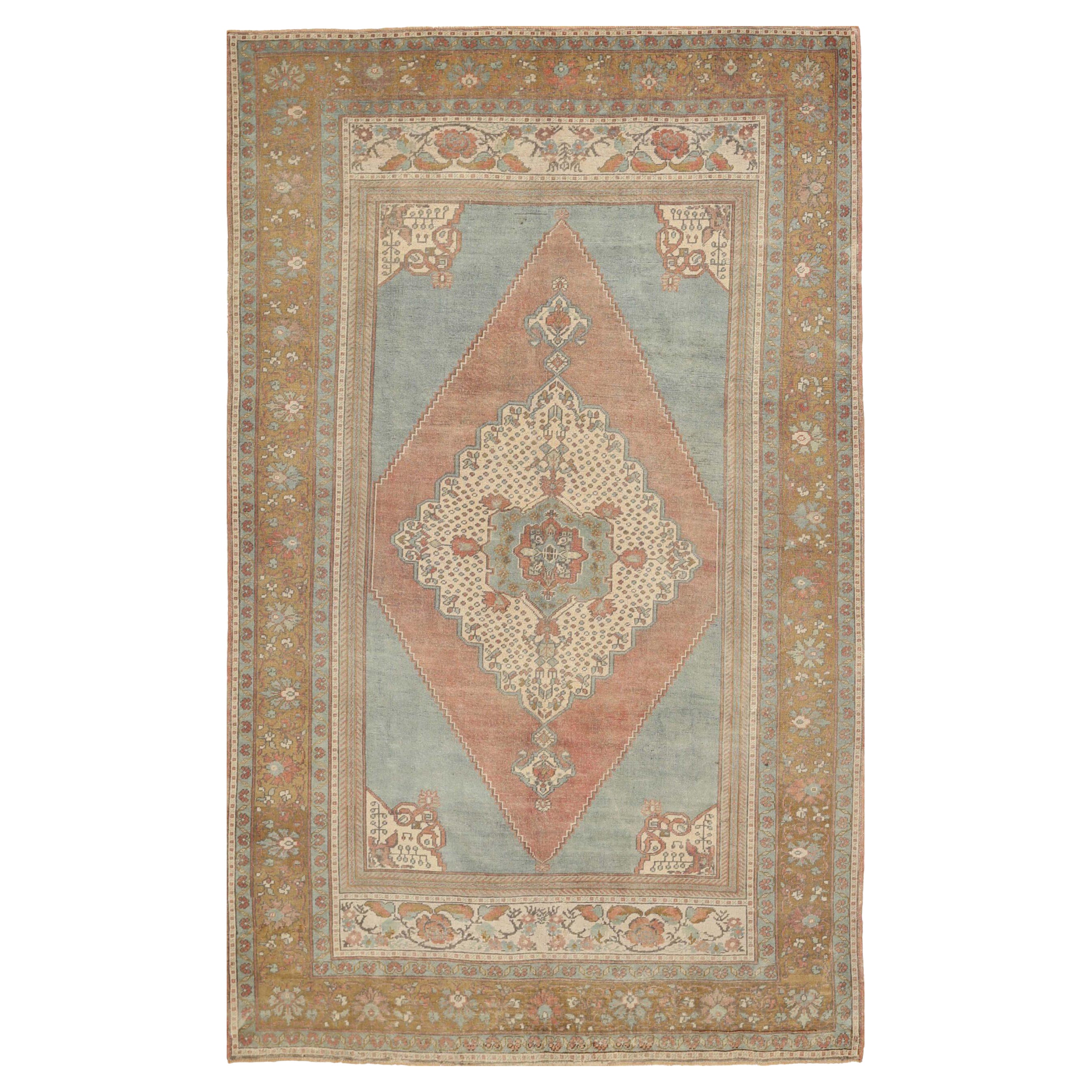 Türkei Anatoly Bereich Teppiche - Wolle Blau Elfenbein Rosa Gelb Design - 92792