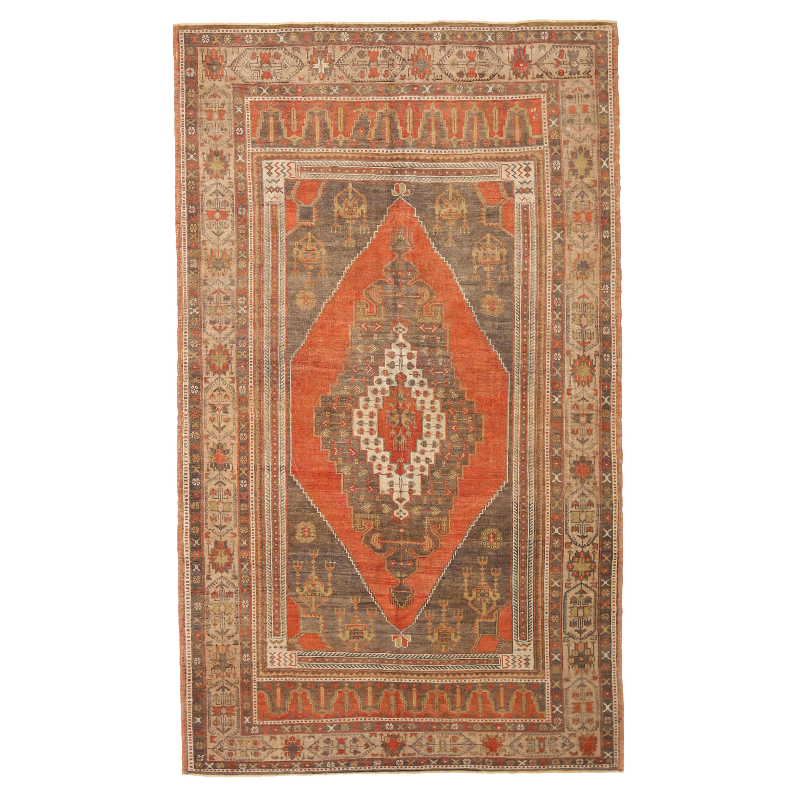 Türkei Anatoly Bereich Teppiche - Wolle Braun Elfenbein Rot Design - 92759